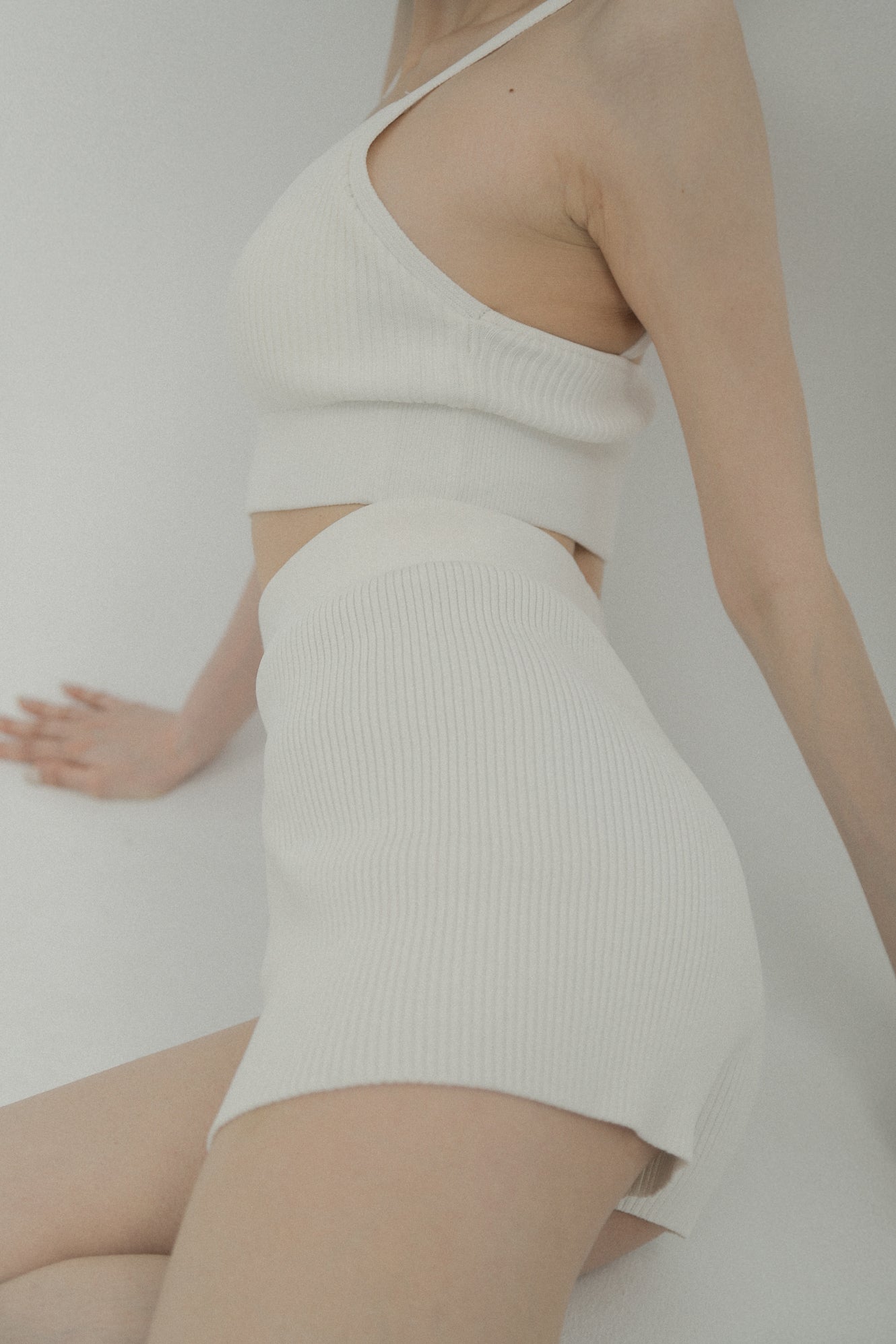 LM knit bra top(White)