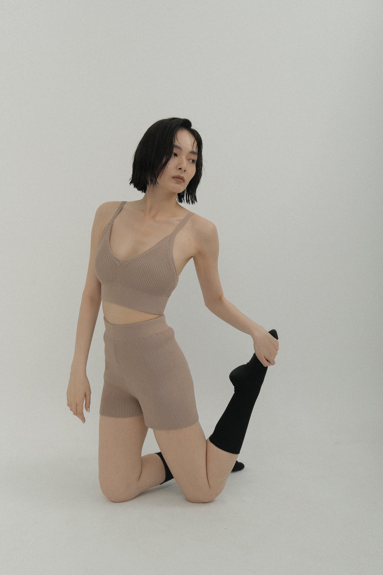 LM knit bra top(Sand)