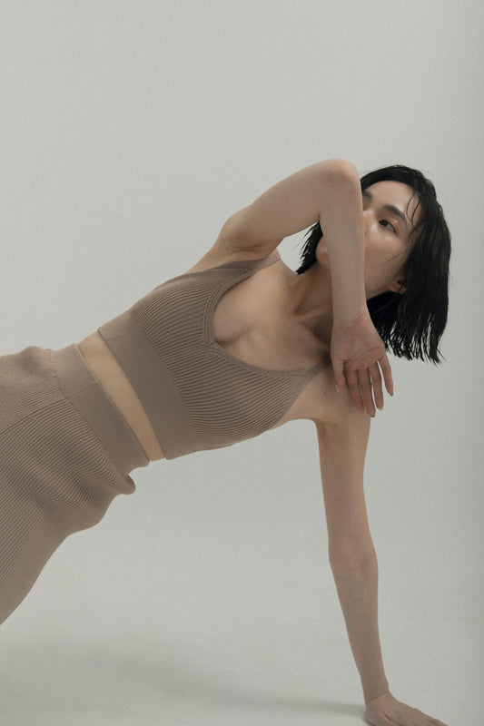 LM knit bra top(Sand)