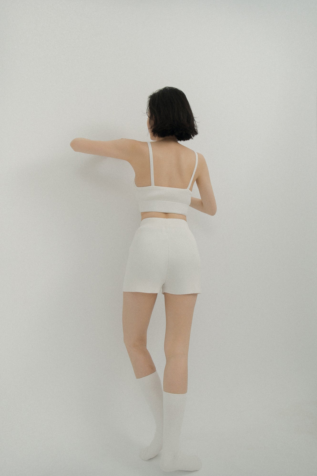 LM knit bra top(White)