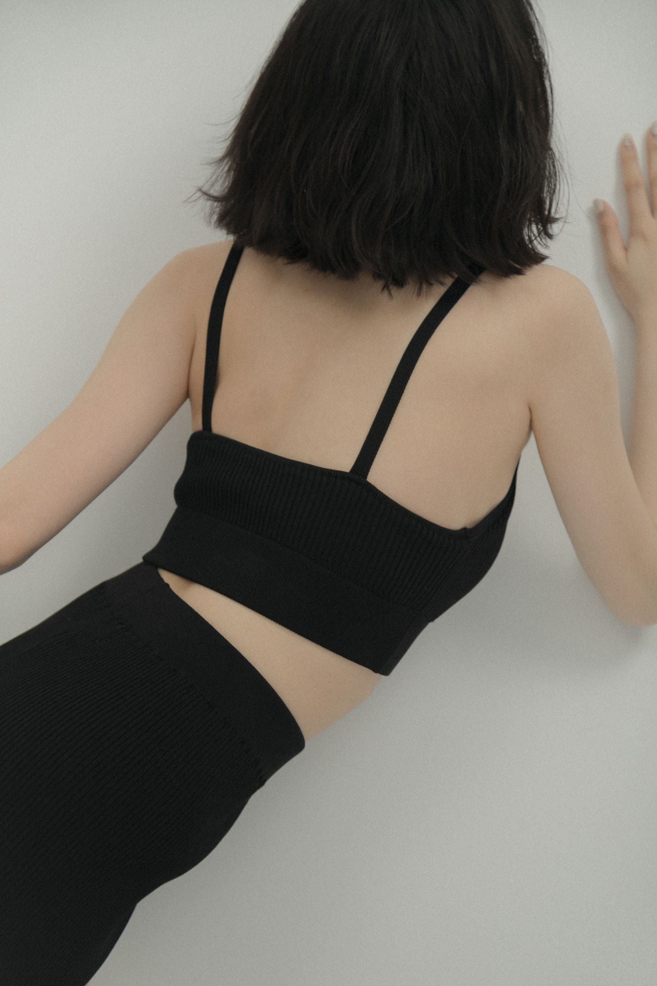 LM knit bra top(black)