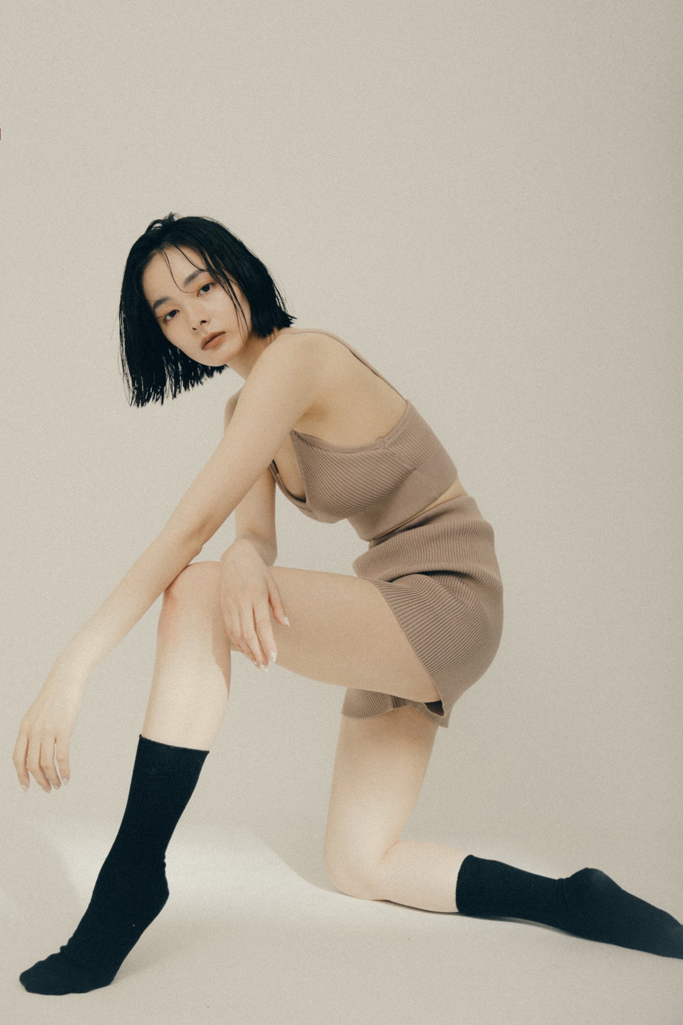 LM knit bra top(Sand)