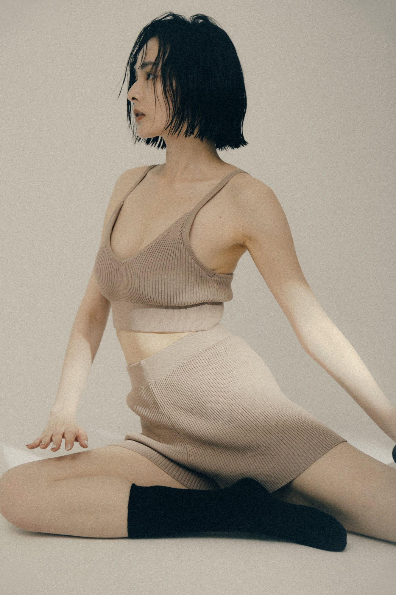 LM knit bra top(Sand)