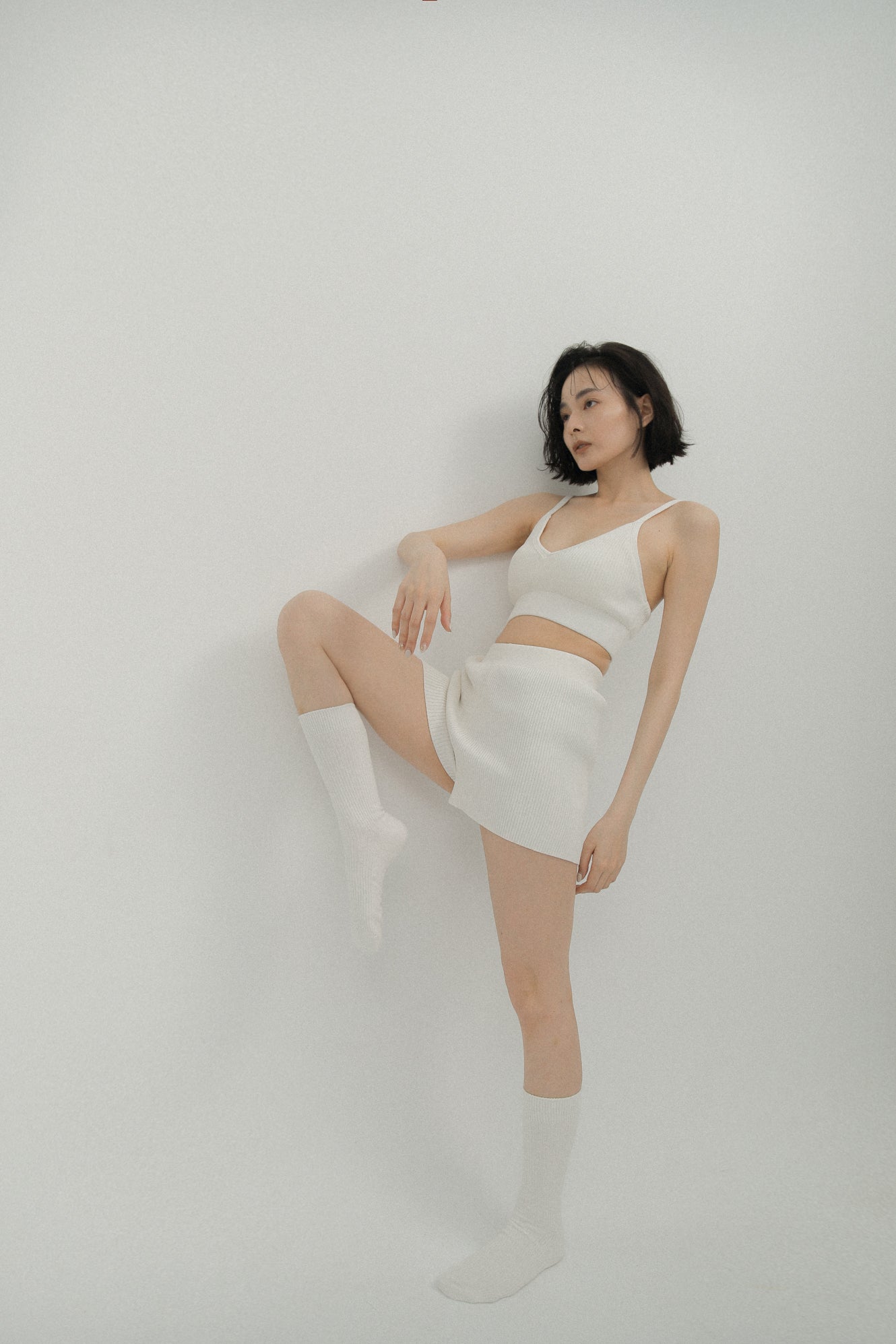 LM knit bra top(White)