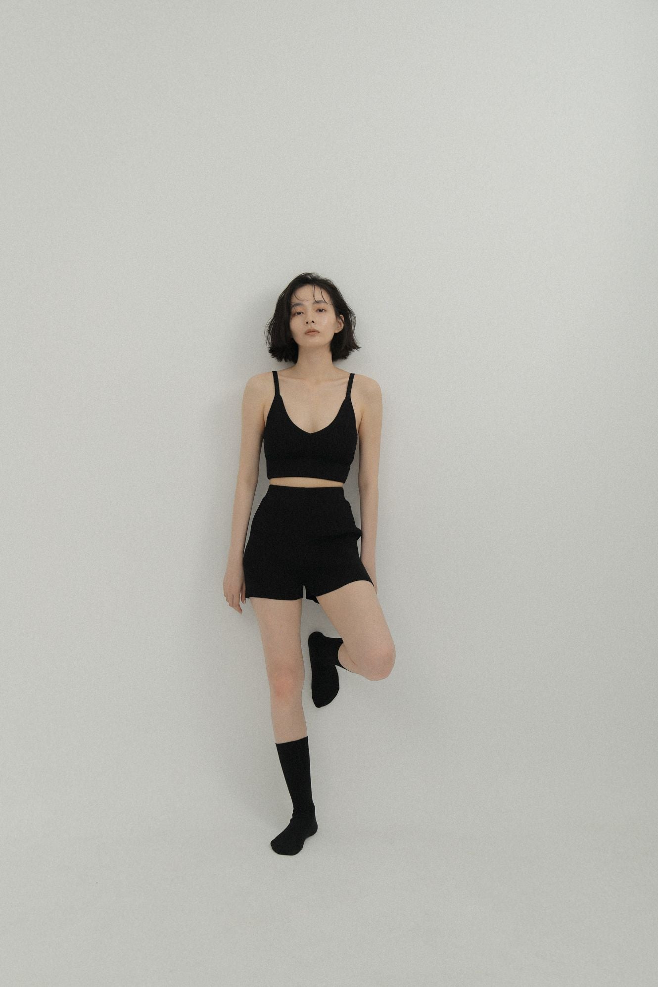 LM knit bra top(black)