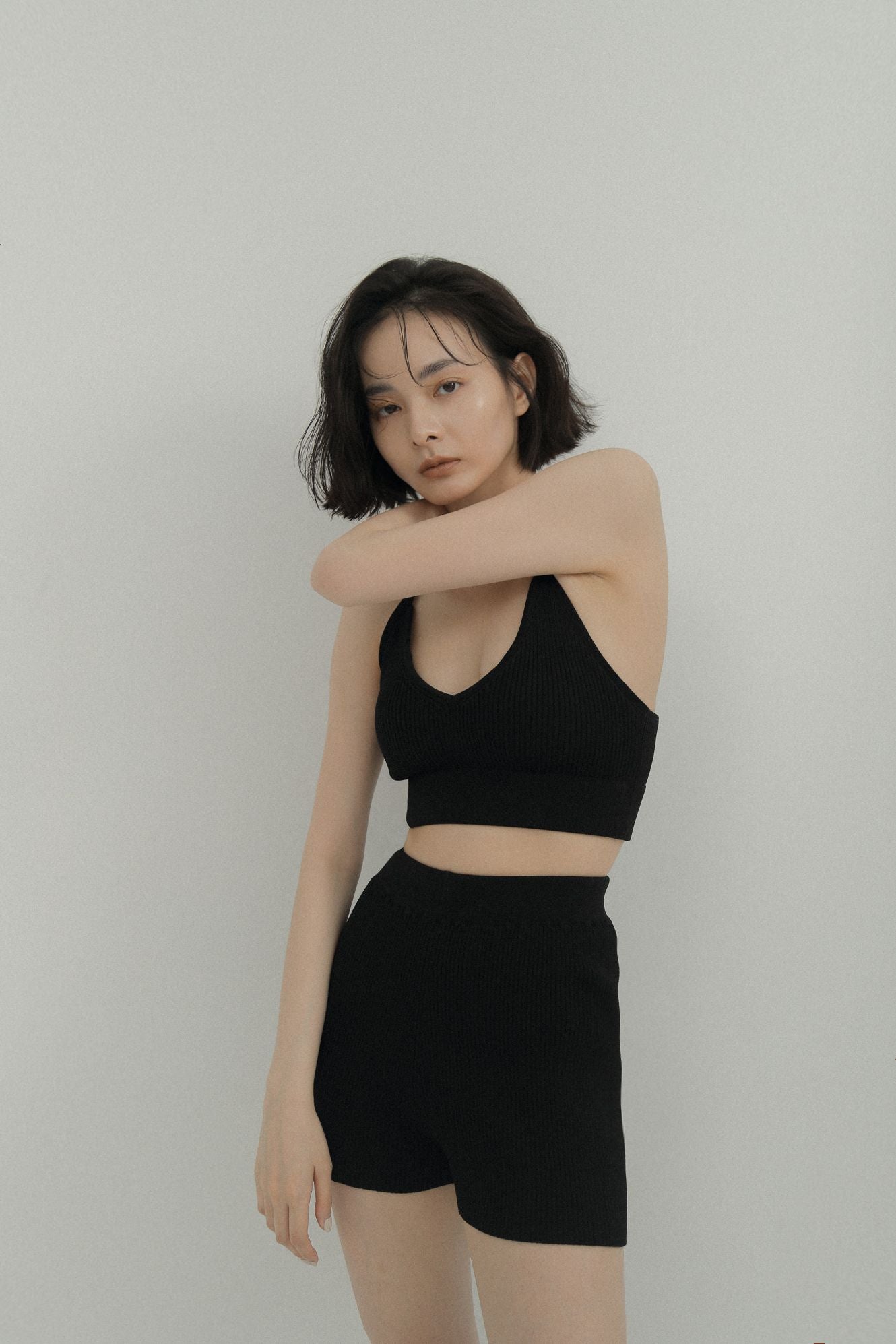 LM knit bra top(black)