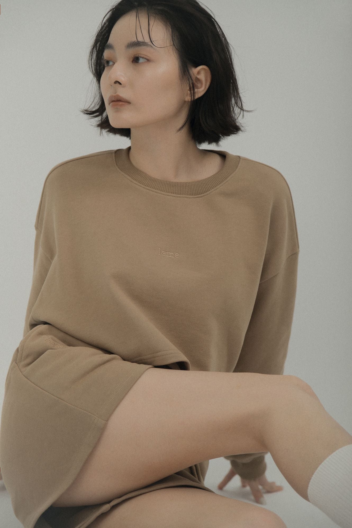 LM Leme logo cropped sweatshirt(Brown)